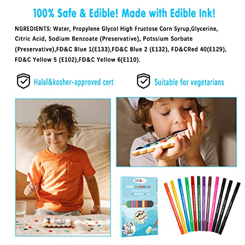 Jewem Edible Markers for Cookie Decorating,12Pcs Food Coloring Pens
