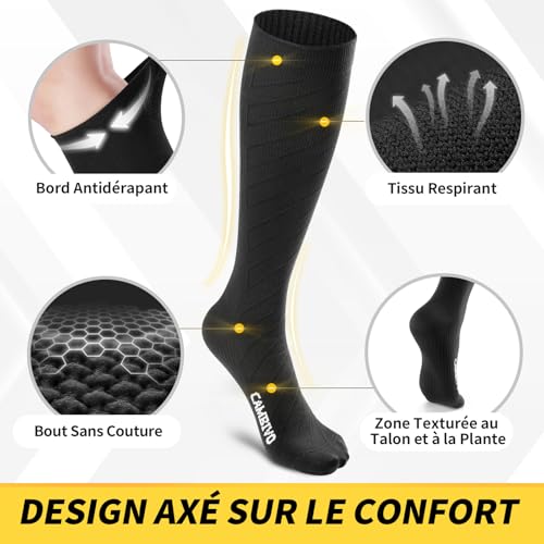 CAMBIVO Women's Men's Compression Socks 3 Pairs 20-30 mmHg Class 2 for Blood Circulation, Running, Travel Airplane, Sport, Running, Nurse
