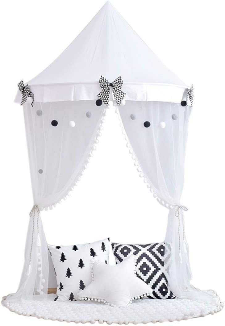 LWKBE Princess Girls Bed Canopy,Crib Canopy Dome Castle,Kids Hanging Play Tent,Reading Nook Canopy for Girls, Babies & Toddlers Diameter 128cm/50.4inch