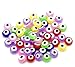 Housweety 300PCs Mixed Evil Eye Flat Round Resin Spacer Beads 8mmx5mm(3/8