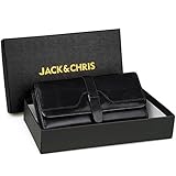Jack&Chris Women's Luxury Wax Genuine Leather Clutch Wallet Card Holder Organizer Ladies Purse,WBXH049 (black)