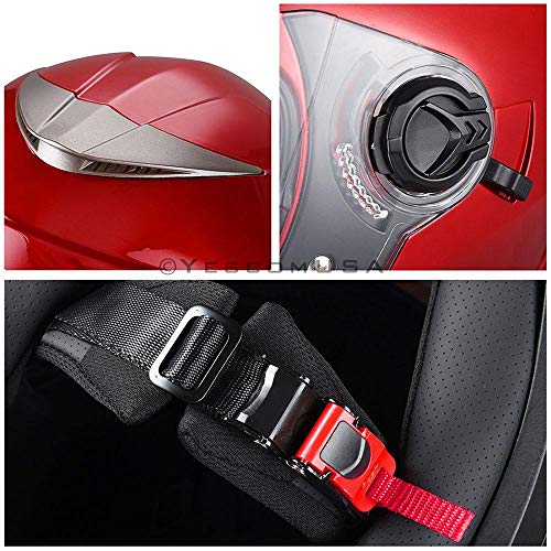 LeeMas Inc DOT Approved Motorcycle Full Face Helmet Double Visors ABS Air Vent Lightweight Motorbike Touring Sports (Size M, RED) - Thumbnail 6