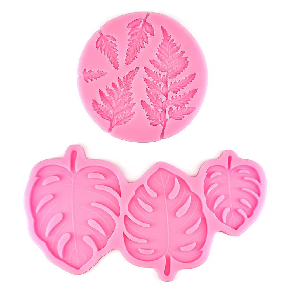 2 Pcs Leaves Silicone Fondant Mould Chocolate Fondant Mould DIY Cake Decoration Molds for Cake Decorating Baking Candy Making Chocolate Cupcake