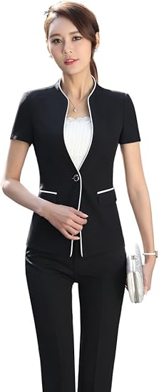 Amazon 激情女郎 リクルートスーツ レディース ビジネススーツ 半袖 セット フォーマル 就活通勤事務服ol スカートパンツスーツ スリム 洗える ブラック ジャケット パンツ 3xl スーツ 通販