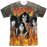 KISS - Through The Fire - White Back Sports Fabric - Adult T-Shirt