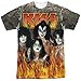 KISS - Through The Fire - White Back Sports Fabric - Adult T-Shirt