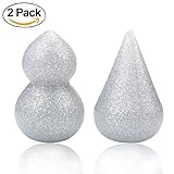 COSME New 3D Glitter Silicone Makeup Sponges Cute Save Money Washable Foundation Soft Silicone Gel Puff BB / CC Cream Beauty Tools 2Pack Sparkly Silver