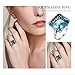 SZJINAO Sterling Sliver Rings Vintage Synthetic Blue Topaz Big Stone Rings for Women Silver Jewelry Wedding Gift
