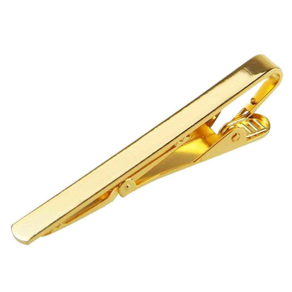 2/3Pcs Fashion Men's Metal Simple Necktie Tie Bar Clasp Clip Clamp Pin Business Suit accessories (Golden 2 Pcs)