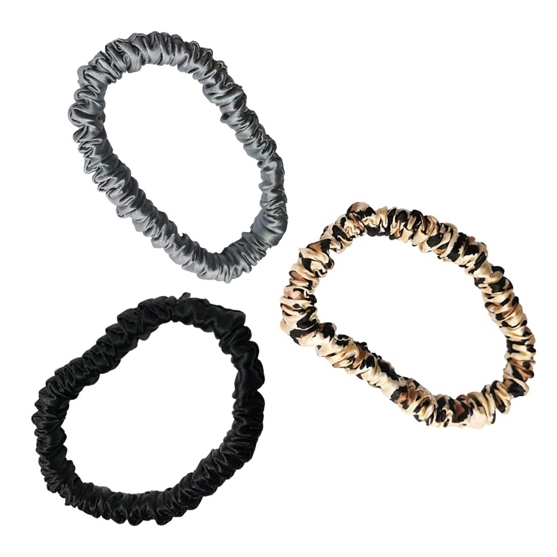 100% Pure 19 Momme Mulberry Silk Scrunchies Soft Sleeping Hair Ties Hair frindly Silk Brocade Ponytail Holders for Women and Girls