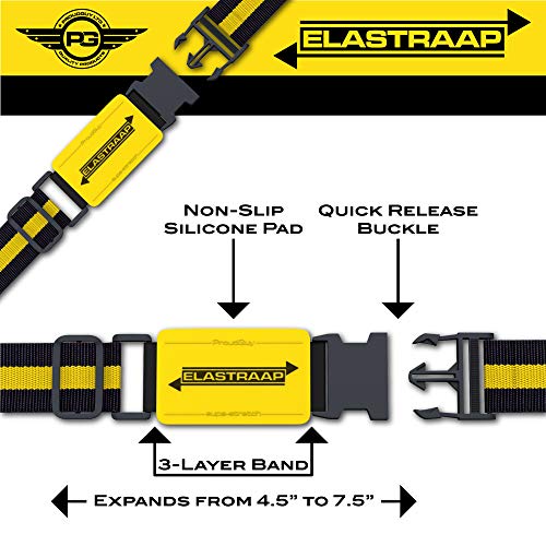 Luggage Straps, Adjustable Non-Slip Baggage Belts- Suitcase Bands For Travel Bag (1 Strap, Yellow Stripe 1pk)
