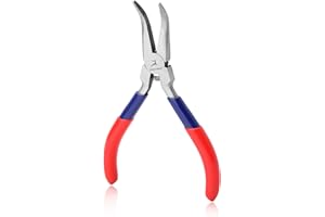 GOLD DEER Mini Bent Chain Nose Pliers Bent Nose Pliers with Serrated Jaw Mini Curved Nose Pliers Precision Pliers Jewelry Mak