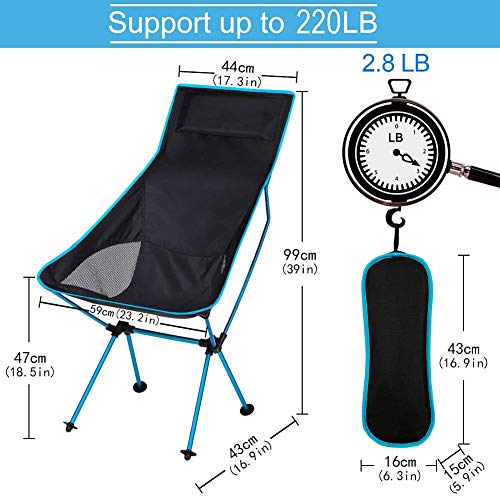 Taope Chaise De Camping Pliante Légère Et Portable – Idéale Pour La Pêche, Le Jardin, La Randonnée, Les Voyages – Peut…