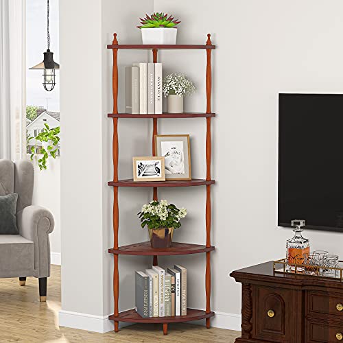 Tribesigns Corner Shelf, 5 Tier Corner Bookshelves Freestanding Small