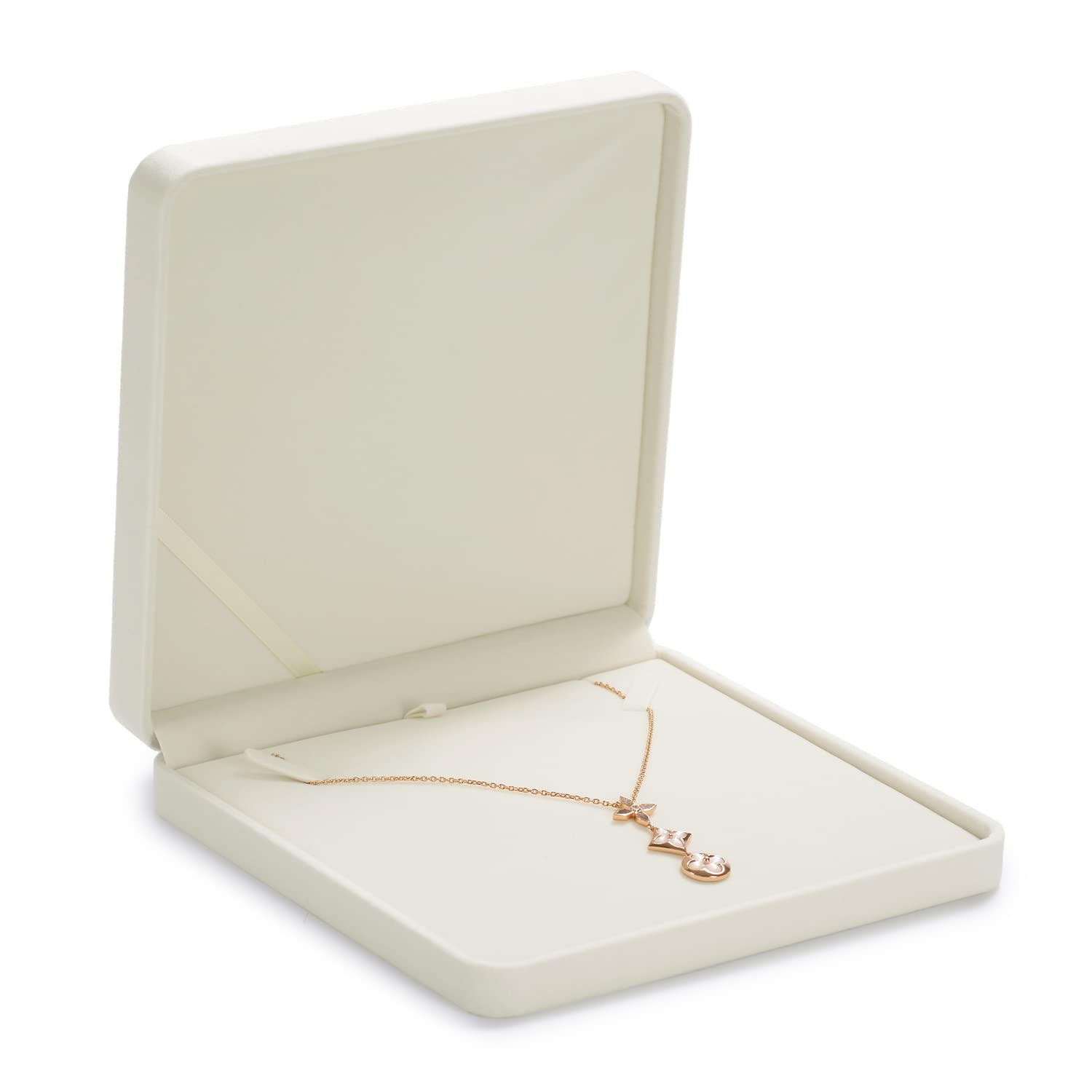 Oirlv Velvet Big Necklace Box White Jewelry Case Pendant Necklace Gift Box for Anniversaries, Weddings or Birthdays — image 1