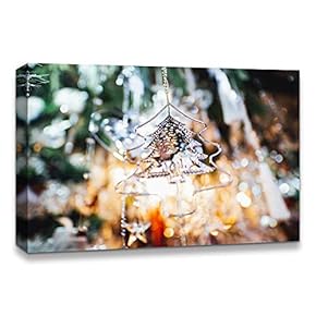 Canvas Wall Art Christmas Tree Celebration Painting Artwork for Home Prints Framed - 12x18 inches
