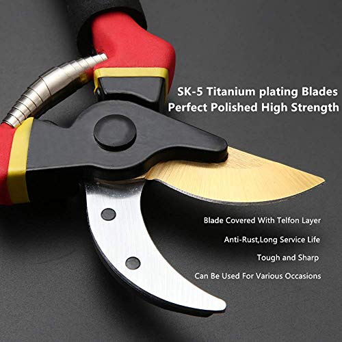 WOTF Professional 8 inches Premium Titanium Bypass Pruning Shears, Premium Utility Garden Clippers Scissors with Sponge Handle Protector,Tree Trimmers Secateurs Hand Pruners - Thumbnail 2