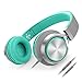 AILIHEN Headphones with Microphone Lightweight Foldable Headsets with Volume Control for Cellphones,Android Smartphones,PC,Laptop,Mac,Tablet (Grey Mint)