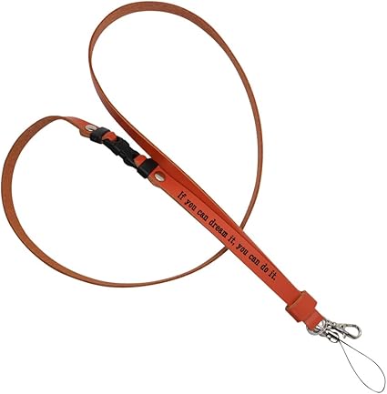 Amazon Co Jp 安全パーツ付 ネックストラップ オレンジ 英語 メッセージ 日本製 本牛革 1枚革 レザー オレンジ If You Can Dream It You Can Do It 夢見ることができれば それは実現できる 文房具 オフィス用品