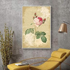 Floating Framed for Living Room Bedroom Retro Flower for