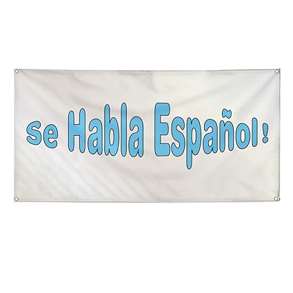 Amazon Com Vinyl Banner Sign Se Habla Espanol 1 Style B