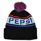 Black and Blue Pepsi Adult Size Pom Beanie