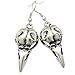 RechicGu Vintage Silver Crow Viking Odin Bird Raven Skull Dangle Earrings Skeleton Death Devil Goth Punk Emo Steampunk