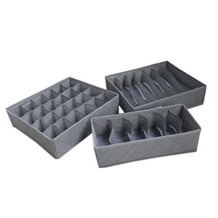 3 Pack Underwear Bra Socks Tie Lingerie Storage Boxes Foldable