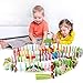 LEO & FRIENDS Dominoes Set for Kids-Wooden Building Blocks Preschool Educational Toys with Animal Shapes and Number/Letter Pattern