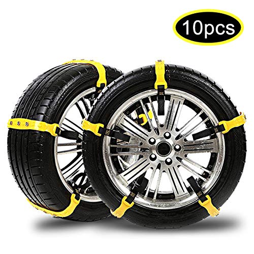 Besteamer Snow Chains Car Anti Slip Tire Chains Adjustable Anti-Skid Chains Car Tire Snow Chains Fits for Most Car/SUV/Truck-Set of 10 Width 185-295mm/7.2-11.6'' (Snow Chains)