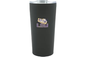 Decorvo LSU Tigers Logo Tumbler - Black Double Walled Insulated Travel Thermos with Slide Lid - 18 oz