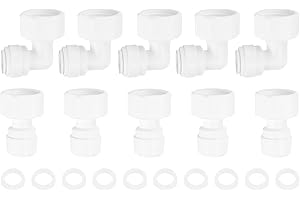 uxcell 5Pcs Elbow&Straight 1/2 Inch NPT Female to 3/8 Inch Quick Tube Connector Push to Connect Tube Fittings Hose Connector 