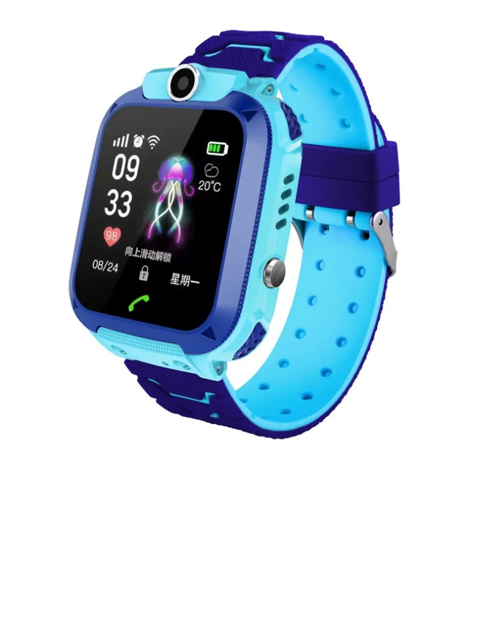 ISMMIK Q12 kids smart watch with sim card IP67 Waterproof sos camera smartwatch phone GPS tracker watch children (Blue)