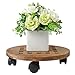 MyGift Light Brown Wood Rolling Planter Dolly with 360º Rotating Castersthumb 4