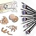 Qivange Makeup Brush Set, Kabuki Brush Foundation Contour Eyeshadow Makeup Brushes with Pouch, Black (10pcs)