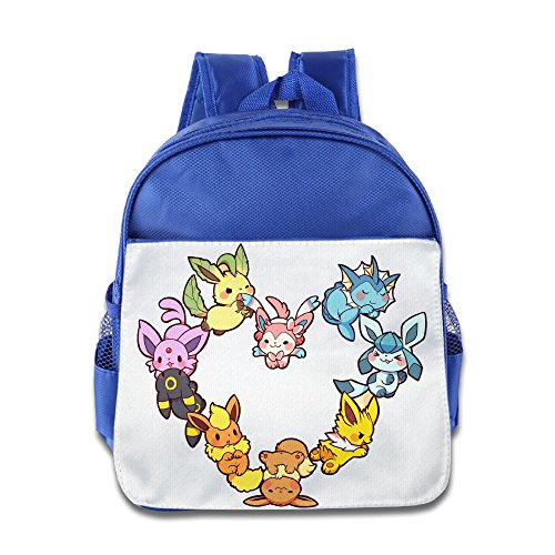 Lovely Baby Eevee Family Heart Kids Children RoyalBlue School Bagpack Bag For 1-6 Years Old