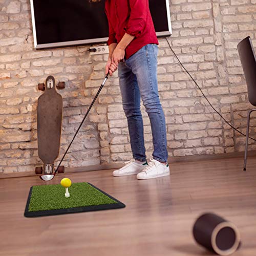 TRUEDAYS Golf Hitting Mat, Heavy Rubber Base Portable Golf Practice