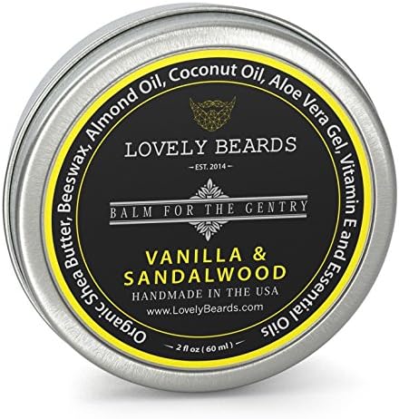 Lovely Beards Natural Beard Balm Leave-In Conditioner &amp; Softener, Handmade In The USA, On Social Media, Best for Groomed Beard Growth, Mustache &amp; Face, Vanilla Sandalwood Scent