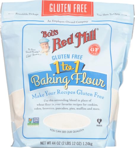 BOB’S RED MILL GLUTEN FREE 1 TO 1 BAKING FLOUR, 44OZ (PACK OF 1) – NON GMO, VEGAN, KOSHER