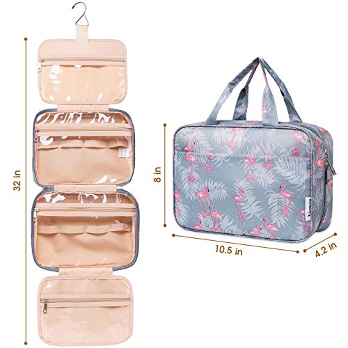 Large Hanging Toiletry Bag Travel Makeup Bag Cosmetic Organizer for Women and Girls (Flamingo) 6 Large Hanging Toiletry Bag Travel Makeup Bag Cosmetic Organizer for Women and Girls (Flamingo)