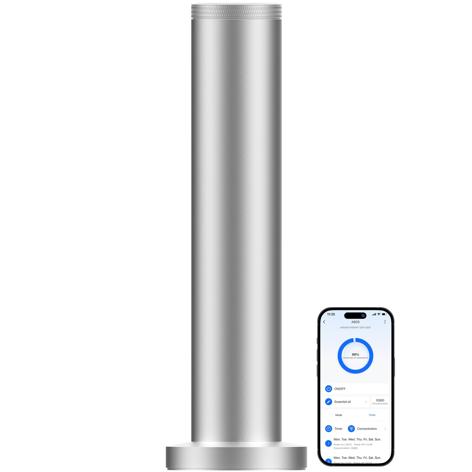 Photo 1 of 2025 Upgraded Cordless Rechargeable Diffuser - Hotel Scent Diffuser for Whole House- Scent Air Machine -App Bluetooth Control - Waterless Essential Oil Diffuser for Large Room, Studio Office -Silver