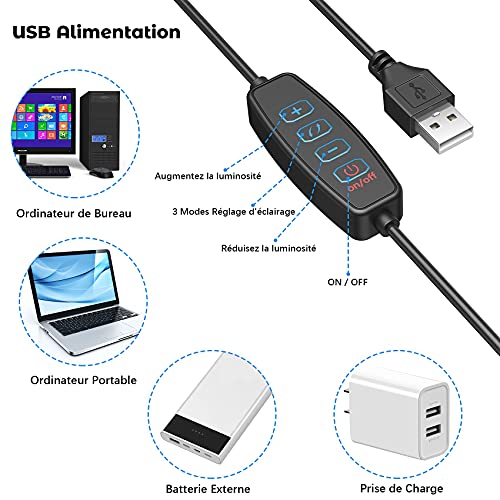 U UZOPI Ring Light avec Trépied, 6.3\'\' Anneau Lumineux avec Clip, Selfie Ring Light avec 3 Couleurs et 10 Niveaux pour Maquillage/Youtube/Tiktok/Vidéoconférence