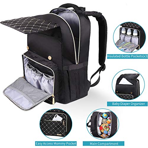 Diaper Bag Backpack, Bamomby Multi-Function Waterproof Travel Backpack Nappy Bags for Mom,Dad with Insulated Pockets, Changing Pad, Newborn Diapers Registry Baby Shower Gifts for Boys,Girls-Black Diaper Bag Backpack, Bamomby Multi-Function Waterproof Travel Backpack Nappy Bags for Mom,Dad with Insulated Pockets, Changing Pad, Newborn Diapers Registry Baby Shower Gifts for Boys,Girls-Black