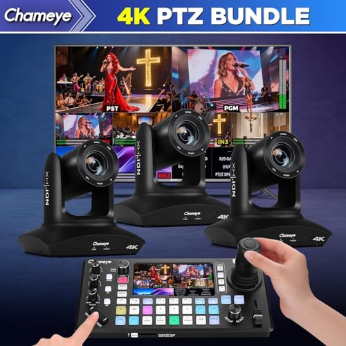 Chameye 4K PTZ Camera with NDI, AI-Automatic Tracking, 20X Optical Zoom (30x Hybrid Zoom), NDI HX Certified, HDMI/USB 3.0/LAN, for Church, Worship, Education, Conferences, Black (C420T)