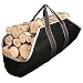 Large Canvas Log Tote Bag Carrier Indoor Fireplace Firewood Totes Log Holders Round Woodpile Rack Fire Wood Carriers Carrying for Outdoor Tubular Birchwood Stand by Hearth Stove Tools Set Basket primary