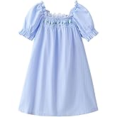 BANGSAUR Girls' Vintage Dresses, Cotton Princess Sleepshirts, Kids 3-12 Years