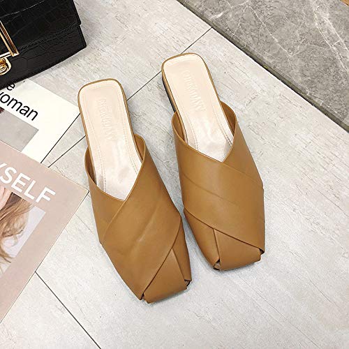 Swertuy Sexy Net Red Baotou Halbschuhe Frauen Tragen 2019 Sommer Neue Koreanische Version des Wild Flachen Sandalen Hausschuh