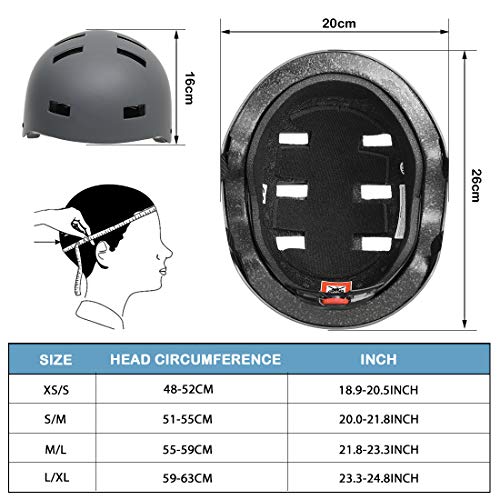 Vihir Erwachsene Fahrradhelm Skaterhelm E-Scooter E-Roller BMX Fahradhelm Herren Damen Sport Helm für Männer & Frauen… – Bild 3