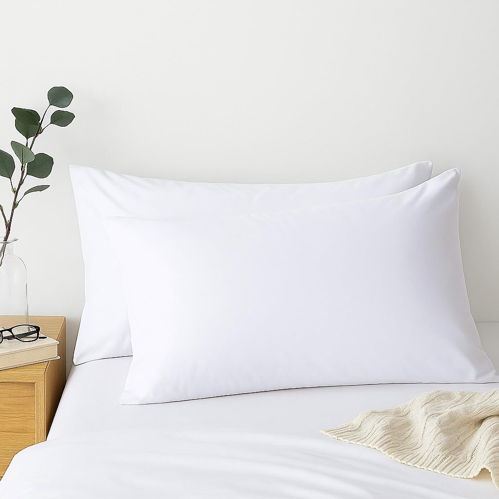 Comfort Beddings 2 Pack Pillowcases – 56x79cm Extra Wide Pillow Covers – 100% Egyptian Cotton – 800 Thread Count – White Extra Large Pillow Cases with Envelope Closure – Size 22"x31" — image 1