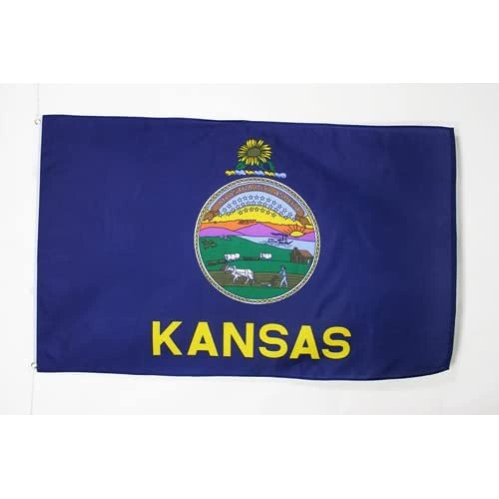 AZ FLAG - Kansas Flag - 3x5 Ft - 100D Polyester Us State Of Kansas Banner with Two Metal Grommets - Fade Resistant - Vivid Colors - 3' x 5' Feet - 150x90 Cm — image 1